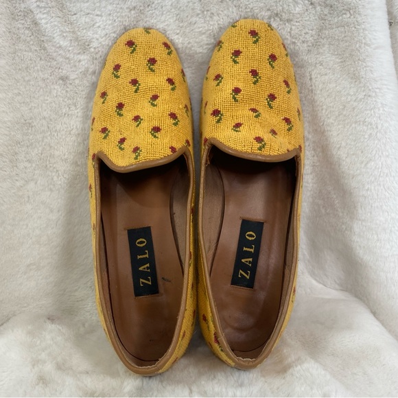 Zalo Vintage Zalo Yellow & Red Rose Needlepoint Flats size 11 - Picture 2 of 16